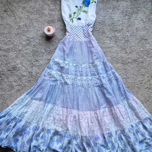 Blue Tiered Long Frock