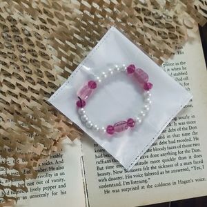 Cute Looking Bracelet In Pink And White Colour