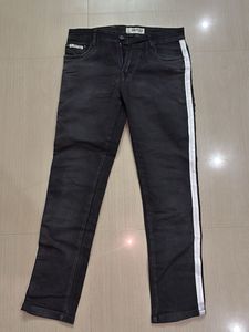 Men's Black Jeans with Side Stripe