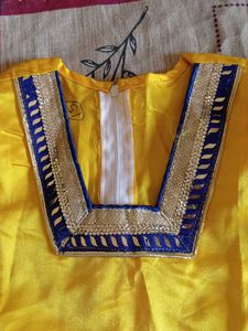 4-6 years kids Yellow Kurta with Blue patiya