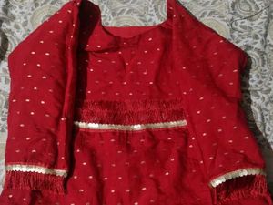 Beautiful Red Kurta with Gold Embellishments