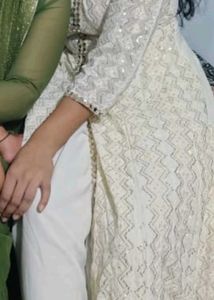 Elegant White Sequined Kurta Set