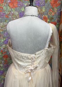 3 for 999 Elegant Cream One-Shoulder Tulle Dress