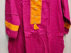 Vibrant Pink Kurta with Yellow Accent