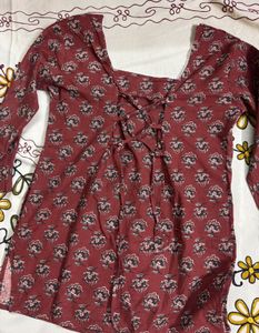 corset back red kurti