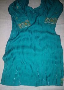 Teal Green Embroidered Kurti Set with Salwar