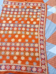 Orange Embroidered Sari