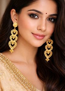 Gold Tone Heart Drop Earrings