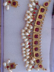 Pearl &amp; Ruby Accent Necklace Set