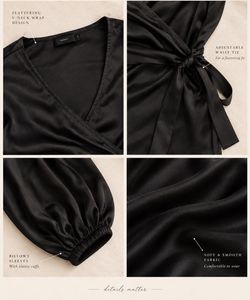 🖤Black Satin Wrap Top🖤