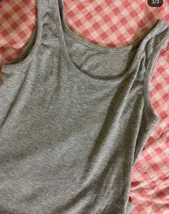 Grey Ribbed Tank Top