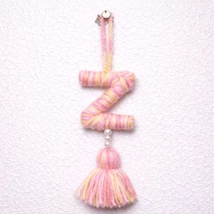 Handmade Yarn Letter 'Z' Car Charm with Tassel