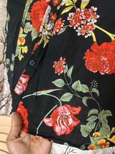 Men's Black Floral Print Shirt