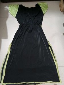 Black &amp; Lime Green Ruffled Dress