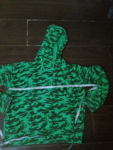 Green Camo Print Hoodie