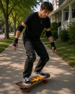 Flame Graphic Mini Skateboard for Kids &amp; Beginners