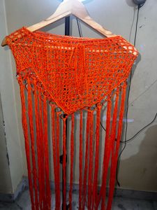 Orange Crochet Fringe Top