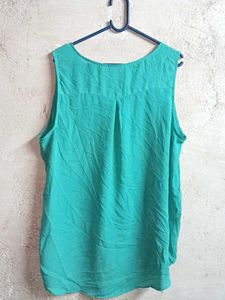 Oversized V-Neck Button-Up Top Teal Sleeveless