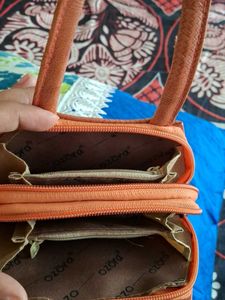 Orange Textured Handbag