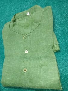 Green Linen Blend Kurta