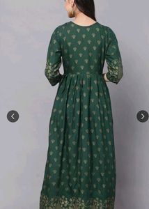 Elegant Green Printed Anarkali Kurta