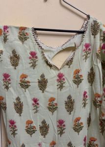 Light Blue Floral Tiered Kurta