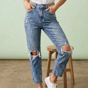 Ripped Blue Denim Jeans