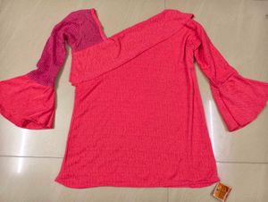 New Chic Pink Bell Sleeve Top