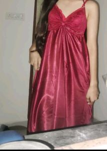Elegant Red Lace Nightgown