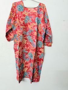 Floral Printed Red Pink Kurta set