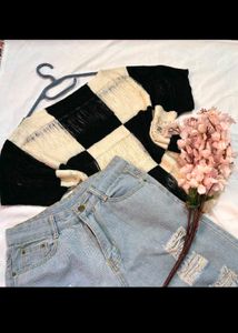 Checkerboard Knit Top