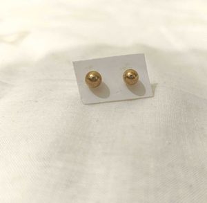 Gold Ball &amp; Pearl Stud Earrings Set