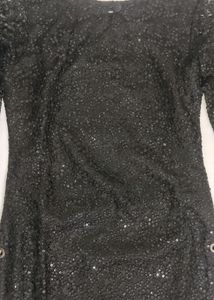Black Floral Net Kurta (Women)