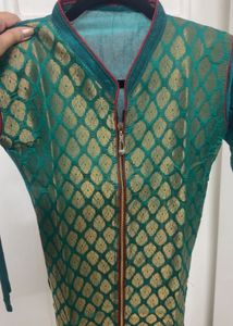 Elegant Teal &amp; Gold Brocade Kurta