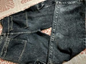 Grey Denim Cargo Jeans
