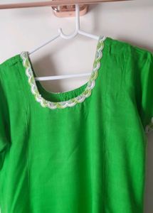 Unused Fluroscent green Kurti with Lace Trim