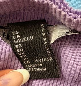Purple Ribbed Crop Top with Quote