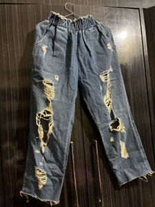 Distressed Blue Denim short Jeans