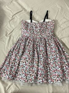 Floral Print Sweetheart Neck Dress