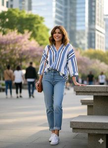 Striped Button-Down Top