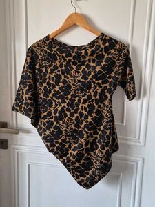 Leopard Print Asymmetrical Top