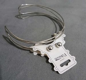 Trendy Silver Metal Choker with Earrings