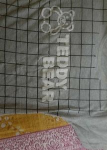 Cute "Teddy Bear" Grid Print Casual Cotton Tee