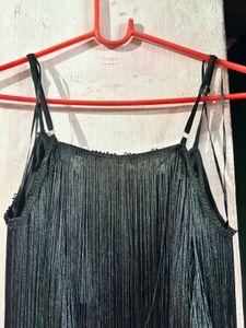 ZARA Black Fringe Camisole Top