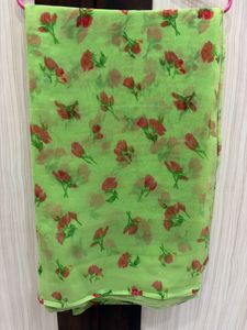 green floral saree