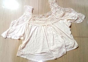 Beautiful Lace Work Cold Shoulder Top
