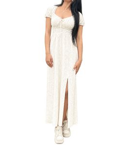 Flowy White Maxi Dress with High Slit