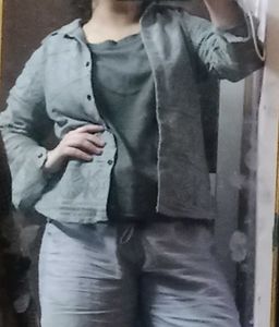 Stylish Grey Lace Button-Up Shirt
