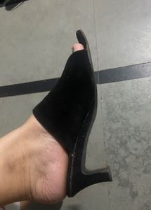 Black Peep-Toe Mules
