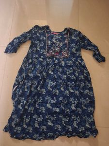 Blue Floral Print Kurta